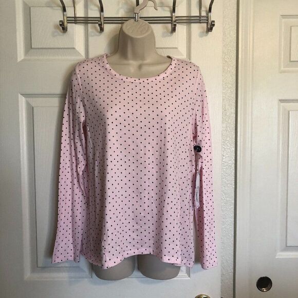 Liz Claiborne Pajama Top (Only) Pink w/Black Polka dots NWT Size XS - Picture 1 of 4